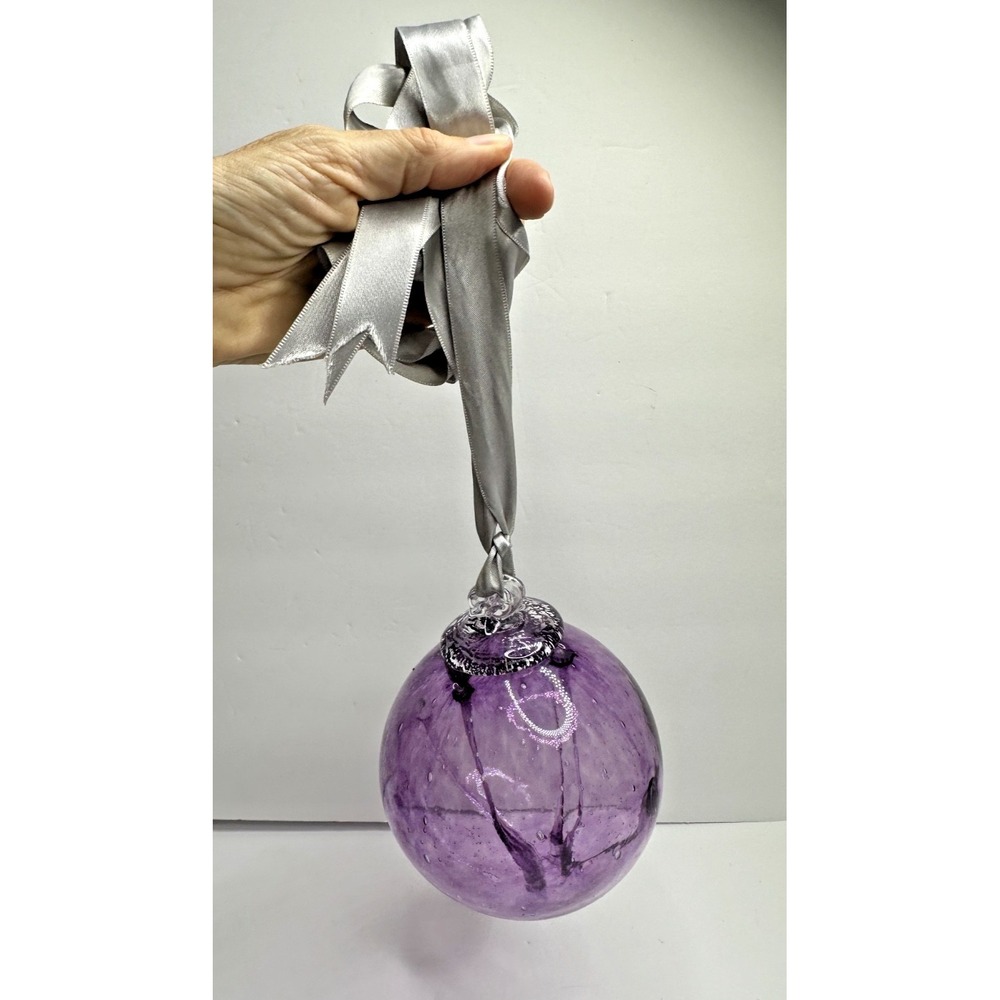Kitras Art Glass Ball Globe Sphere Old English Witch Ball Large 5 in Hanging - Picture 2 of 6